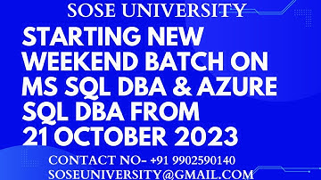 Starting New Batch On MS Sql DBA + Azure Sql DBA from 21st October 2023 || Contact +91 9902590140