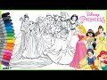 Mewarnai Princess Disney Coloring Page Ariel Snow white Belle Aurora Cinderella Tiana Rapunzel