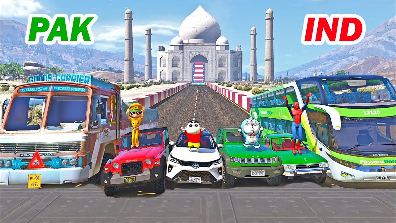 gta 5 Indian cars vs pakistan cars tajmahal jump challenge | gta 5 Indian cars tajmahal jump