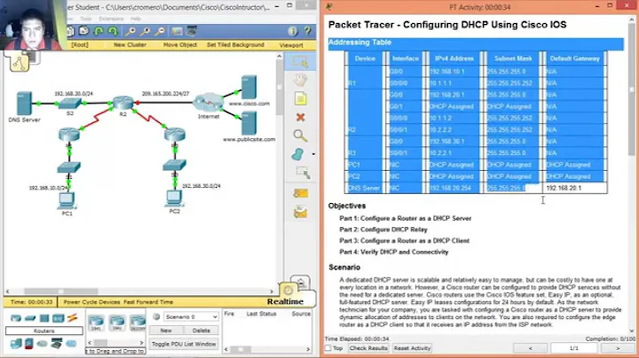 8.1.3.3 - 10.1.3.3 Packet Tracer - Configuring DHCPv4 Using Cisco IOS