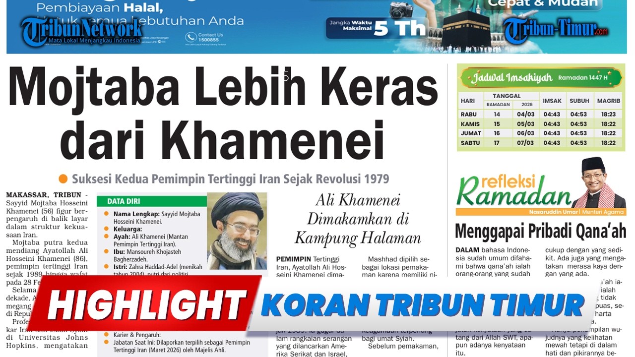 🔴HIGHLIGHT KORAN: Mojtaba Lebih Keras dari Khamenei