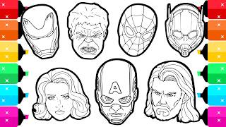 Avengers Superheroes Faces Coloring Pages