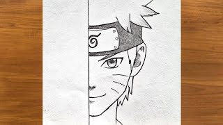Easy Naruto Uzumaki Face Drawing | Naruto Uzumaki Half Face Drawing Step-by-Step  screenshot 4