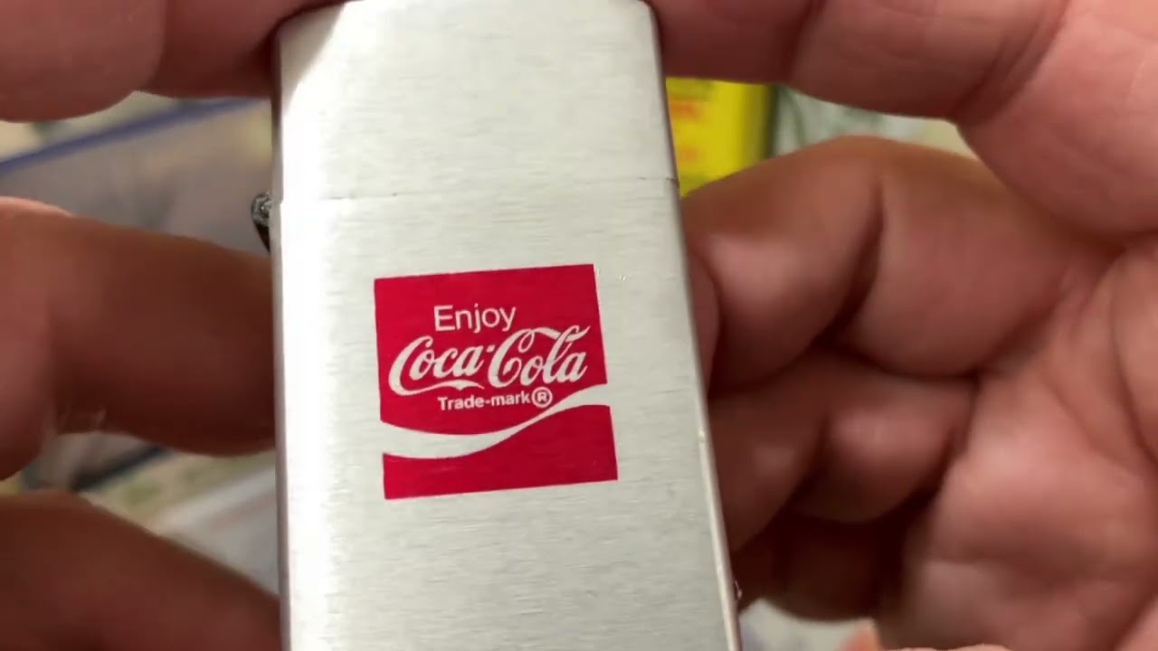 Vintage Park Slim Petrol Lighter Advertising Coke Enjoy Coca-Cola 
