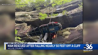 Man rescued after falling nearly 50 feet off a cliff