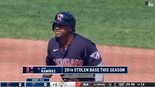 José Ramírez notches his 200th career stolen base | September 18, 2023 | Guardians @ Royals