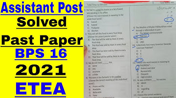 Assistant Post || BPS 16 || Solved Past Paper || ETEA || 2021