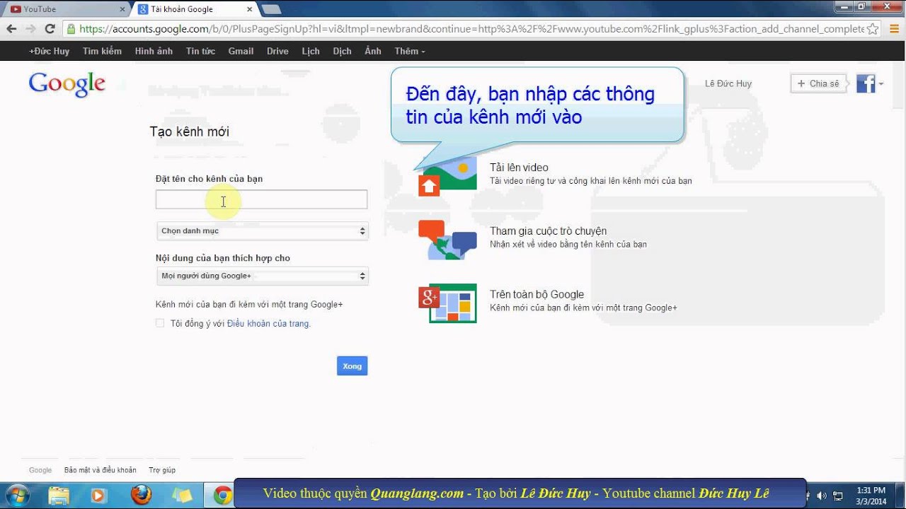 Hướng dẫn tạo thêm kênh mới cho Youtube channel