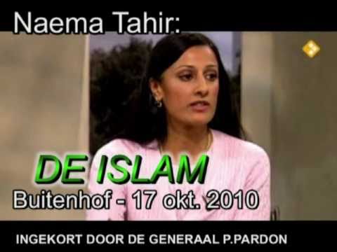 Naema Tahir (schrijfster) en Frits Bolkestein (VVD) in 'Buitenhof' 17 oktober 2010 bij Clairy Polak. Naema Tahir kreeg via de NRC het stempel 'kritisch moslima'. De bevrijding uit de knevels van de islam zoekt zij niet door deze totaal te verwerpen, maar door haar hoop te vestigen op (wetenschappelijke) onderzoeksuitkomsten over de islam waarmee moslims zich niet bedreigd maar betrokken kunnen voelen bij de moderniteit. Zij ontkent dat de Koran een 'license to kill' is maar noemt de neiging tot geweld van de islam wel een groot probleem. Spreekt zij (onbewust) met een dubbele tong? Tegelijk oogt Frits Bolkestein naast haar nog minder kritisch naar de islam dan zij. Hij bepleit de islam te beoordelen op praktische gedragingen, want geloof is het privÃ©-domein. Ingekort door Generaal P.Pardon.