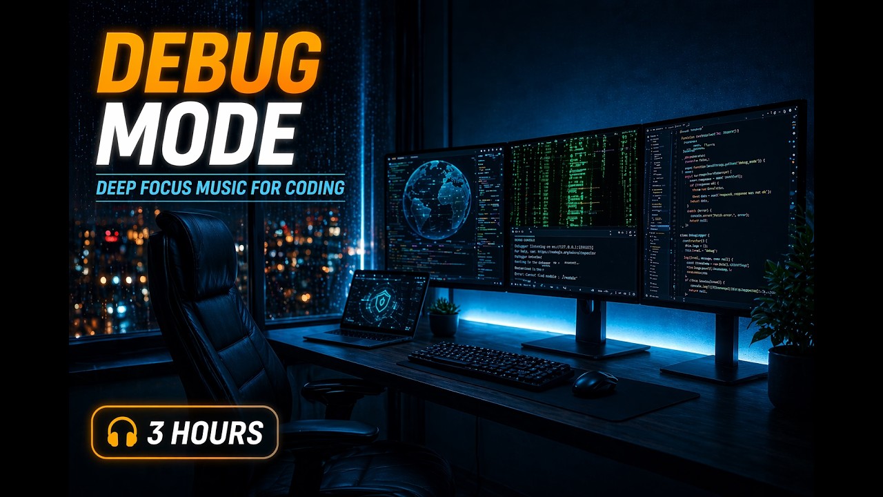 DEBUG MODE • Coding Focus Music for Debugging • 3 Hours - YouTube