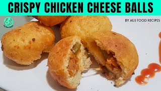 Crispy Chicken Cheese Balls - LUNCHBOX IDEAS - Teatime Snack - CHICKEN BALLS | AUJ FOOD RECIPES