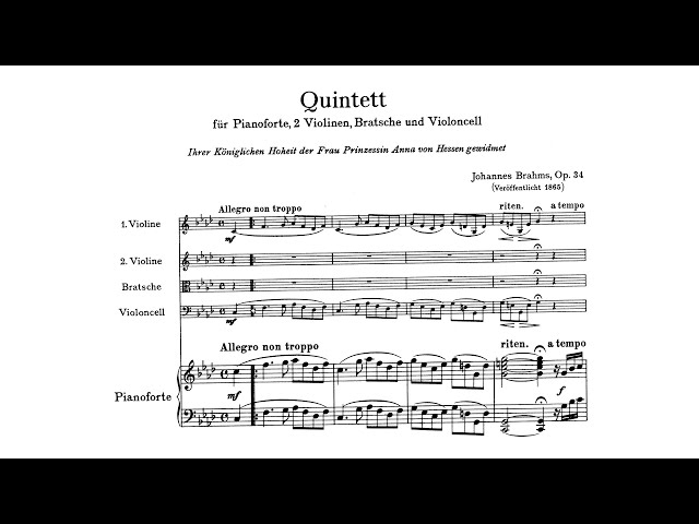 Brahms: Piano Quintet in F minor, Op. 34 (with Score) - YouTube