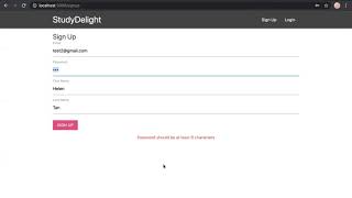 StudyDelight - Project Milestone 2 (Authentication using React framework + Main planner features)