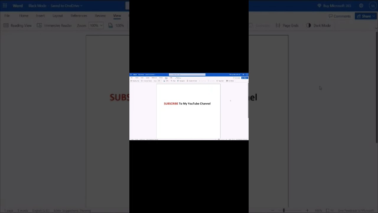 New "Dark Mode" button in Microsoft Word