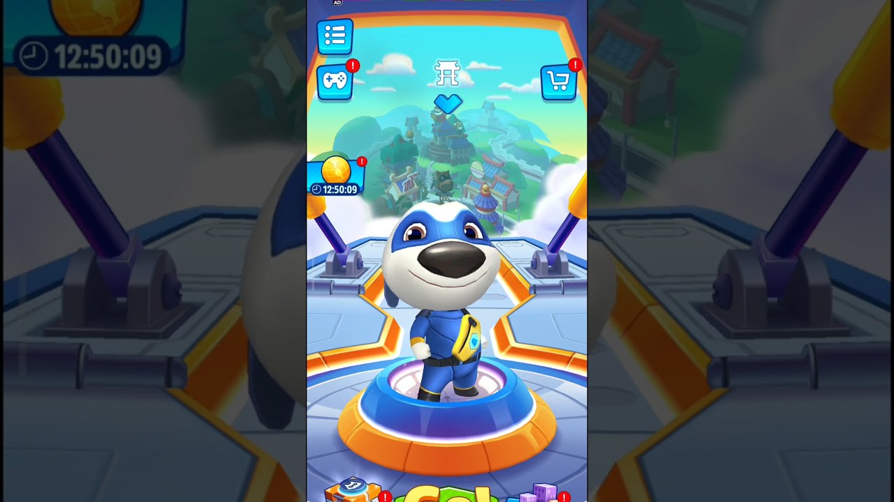 Talking Tom is ready to run, jump and chase Roy Raccoon