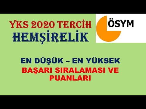 HEMŞİRELİK EN DÜŞÜK VE EN YÜKSEK PUAN  BAŞARI SIRALAMASI