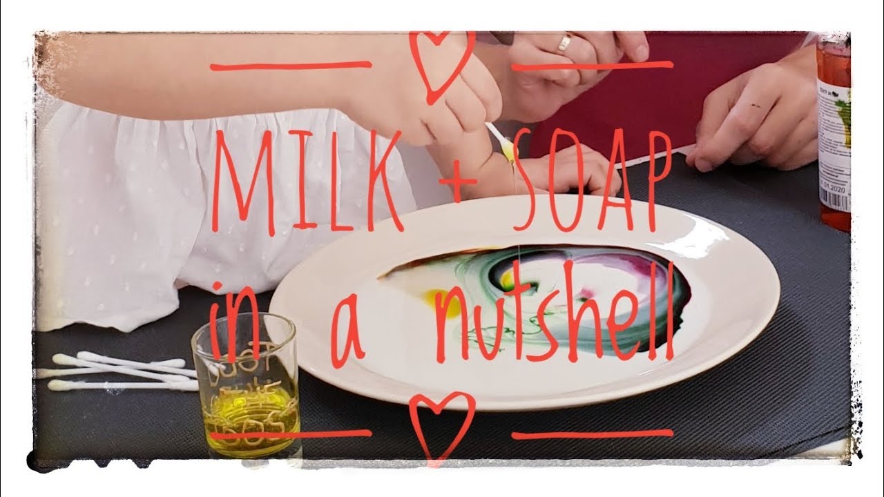 Milk food coloring experiment in a nutshell for kids, science