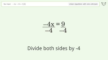 Solve -4x-6=1(3): Linear Equation Video Solution | Tiger Algebra