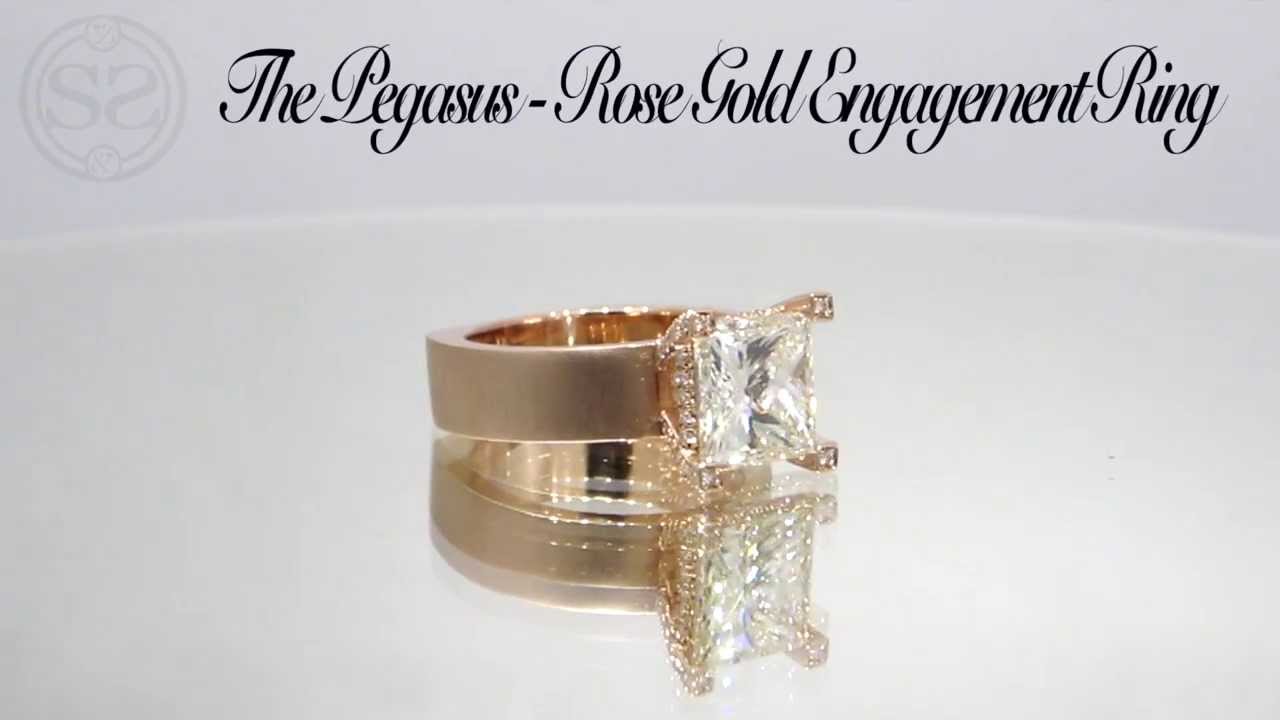 The Pegasus   Custom Rose Gold Princess Cut Diamond Engagement Ring