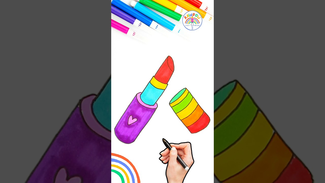 Draw Cute Lipstick | Lipstick Drawing Tutorial 🌈💄 