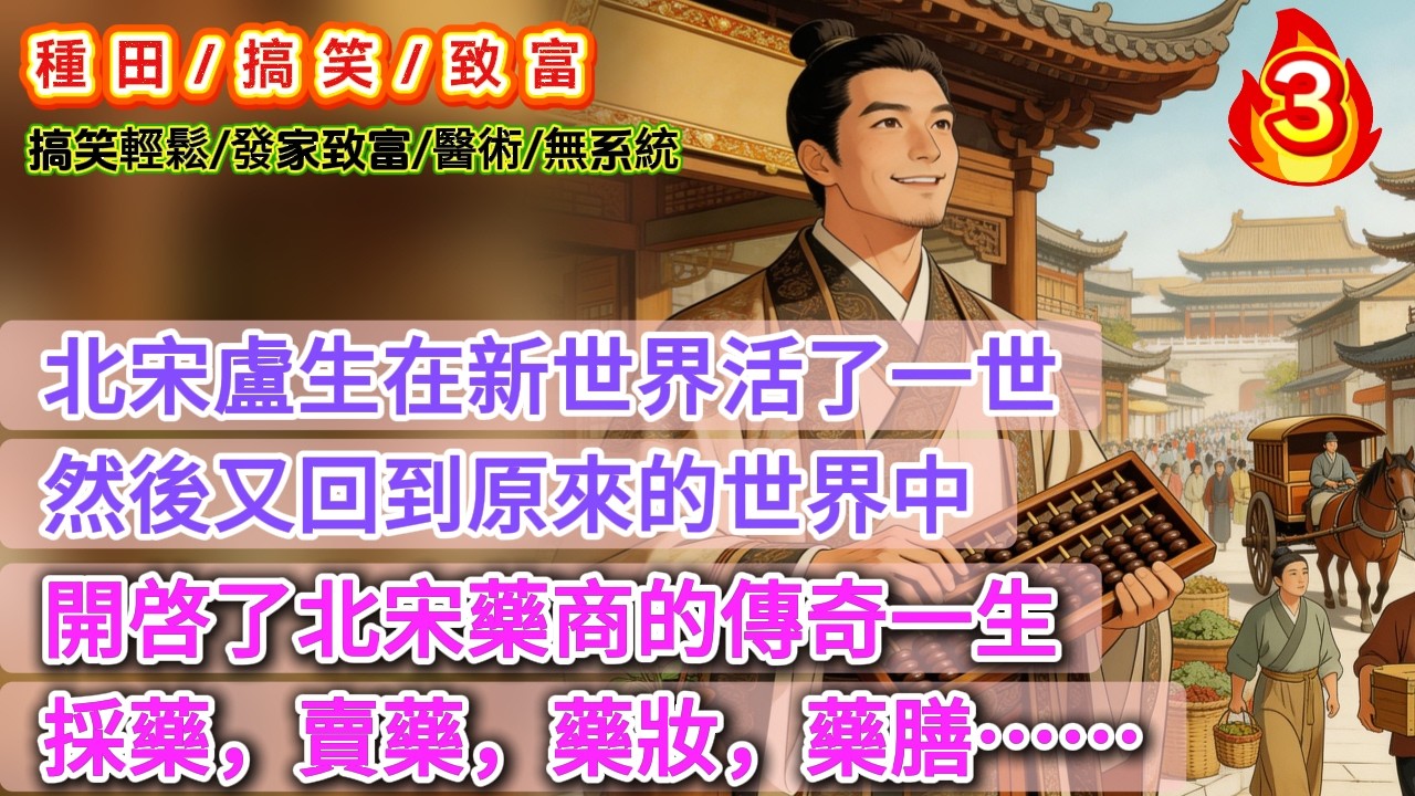 【種田.搞笑】《北宋大藥商3》北宋盧生在新世界活了一世，然後又回到原來的世界中，開啓了北宋藥商的傳奇一生，採藥，賣藥，藥妝，藥膳……   #古言 #搞笑