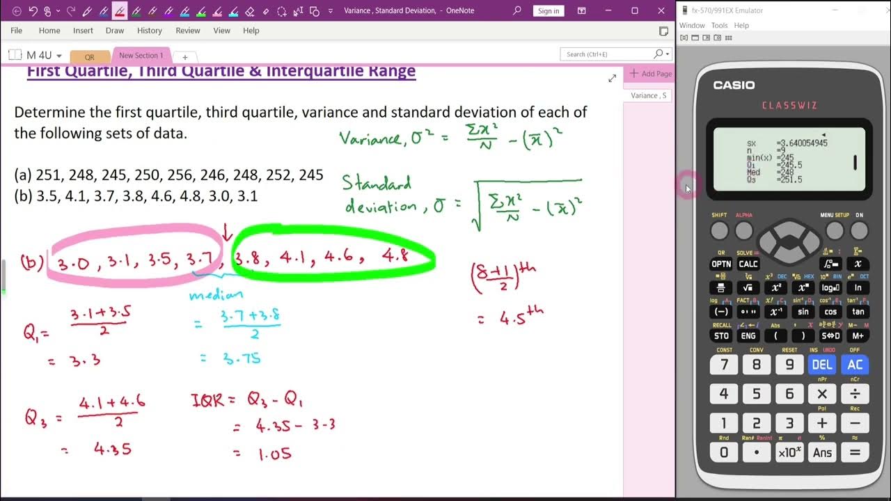 Calculator Guide (Variance, Standard Deviation, Q1 & Q3) YouTube