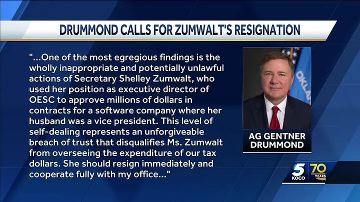 Oklahoma AG calls for Secretary Zumwalt's resignation after release of investigative audit