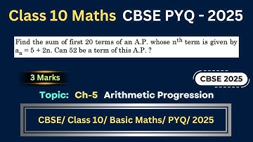 Find the sum of first 20 terms of an A.P. whose n^th term is given by a_n=5+2n. Can 52 be a term