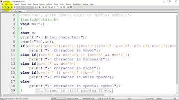 C Program to check given character is vowel, consonant, white space, digit or special symbol