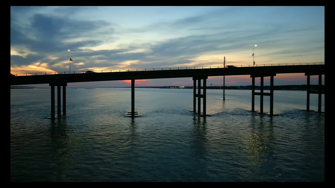 The Atlantic Beach Causeway Bridge right after sunset this evening