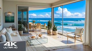 Happy Morning Jazz by a Panoramic Ocean Window - Elegant Bossa Nova & Crashing Waves for Deep Work