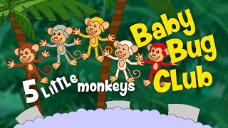 Video thumbnail of "Five Little Monkeys Jumping on the Bed | Baby Bug Club | Nursery Rhymes"