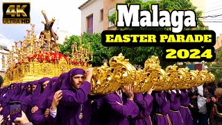 MALAGA Spain EASTER PARADE 2024 - SEMANA SANTA Processions | Costa Del Sol, ANDALUSIA [4K]