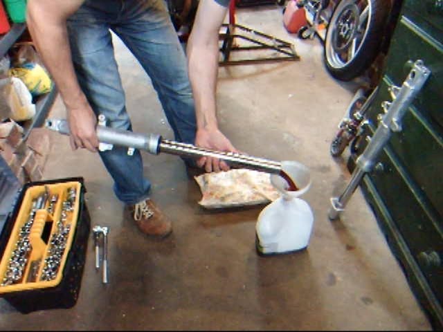 Replacing the front fork springs on a K4 Suzuki SV650 with
