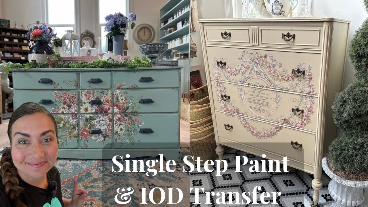 How to paint a dresser and add an IOD transfer - the easy way - Thrifted Dresser Makeover