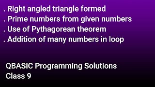 #QBASIC || Programming Solutions || Class 9 || Right-angled Triangle formed || Prime Numbers ||