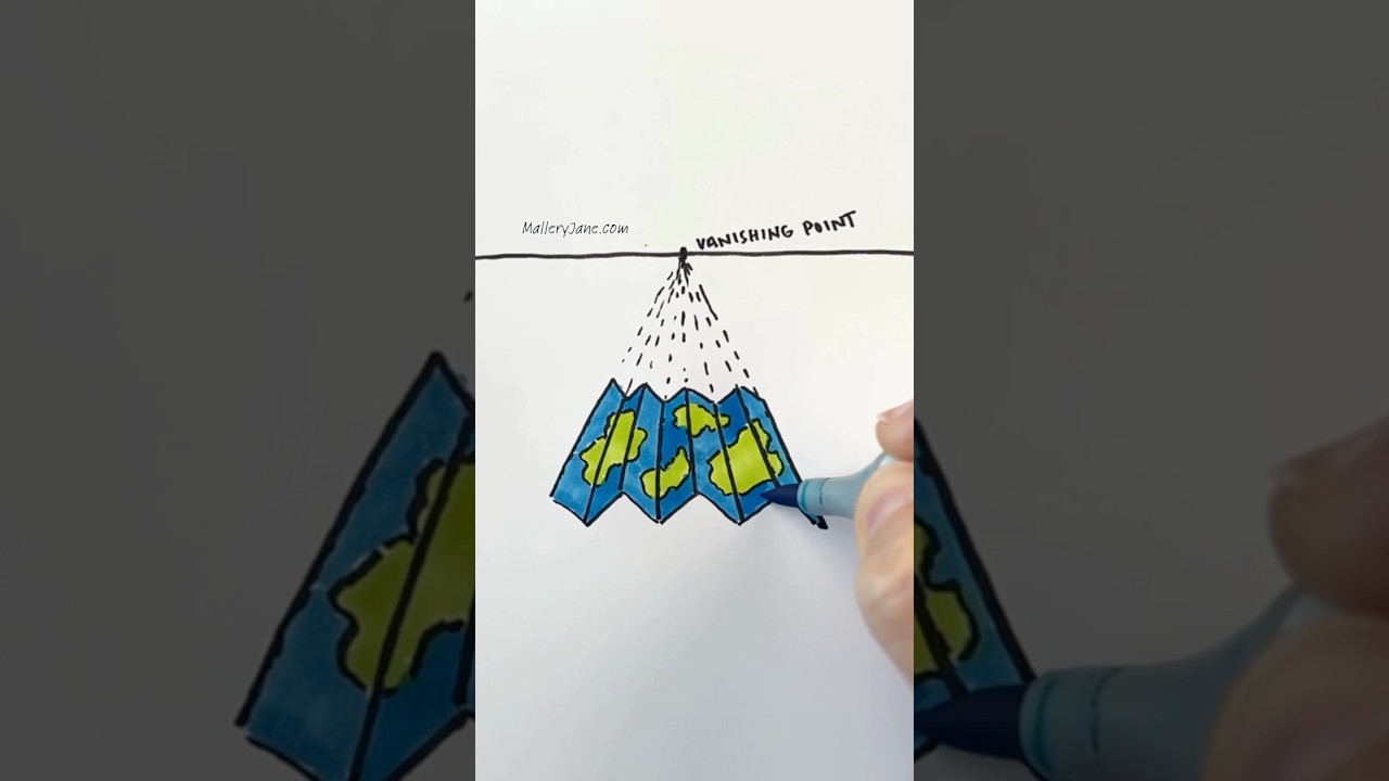Using one point perspective to draw a map 🗺️ #drawingtutorial #howtodraw