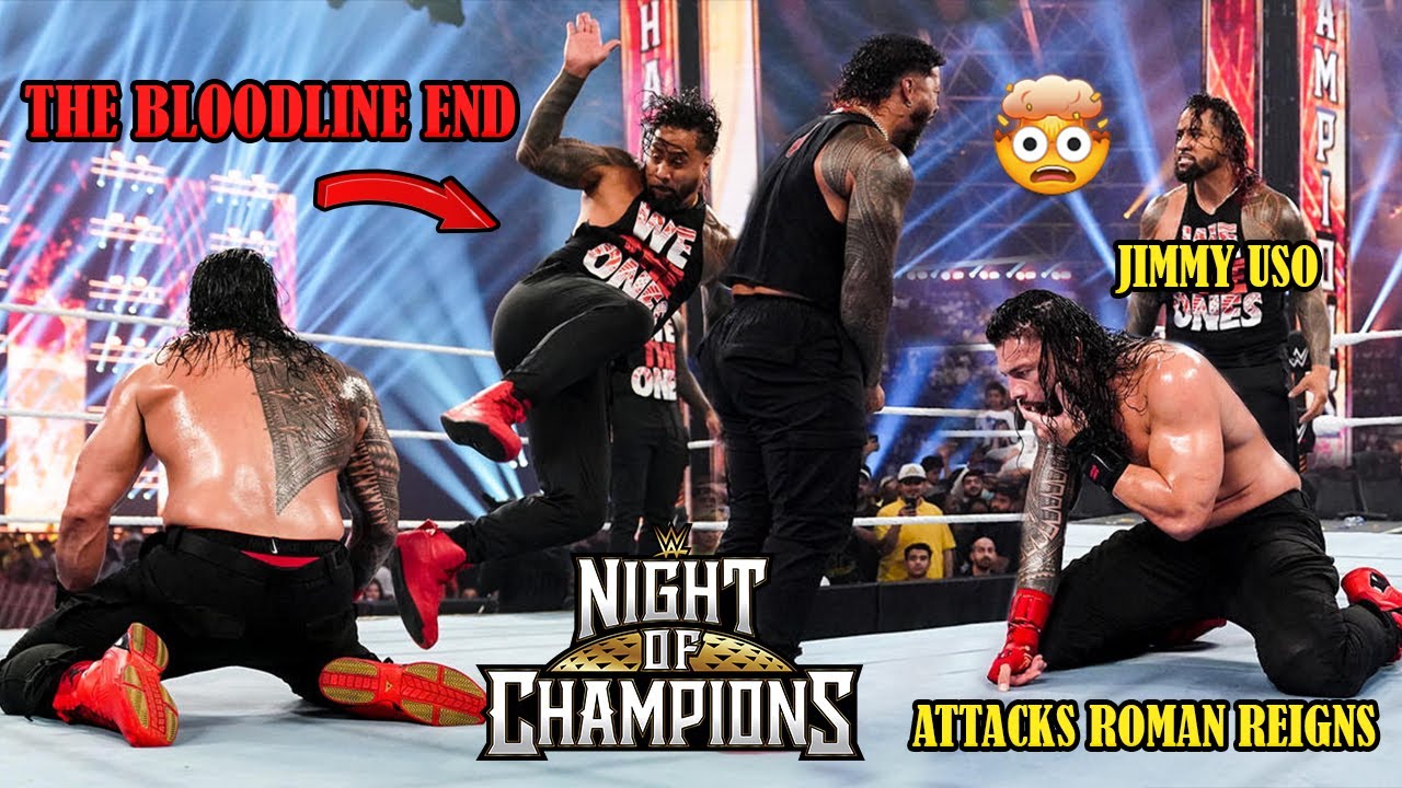 The Bloodline End😥 Jimmy Uso Attacks Roman Reigns At Night Of Champions 2023 Highlights