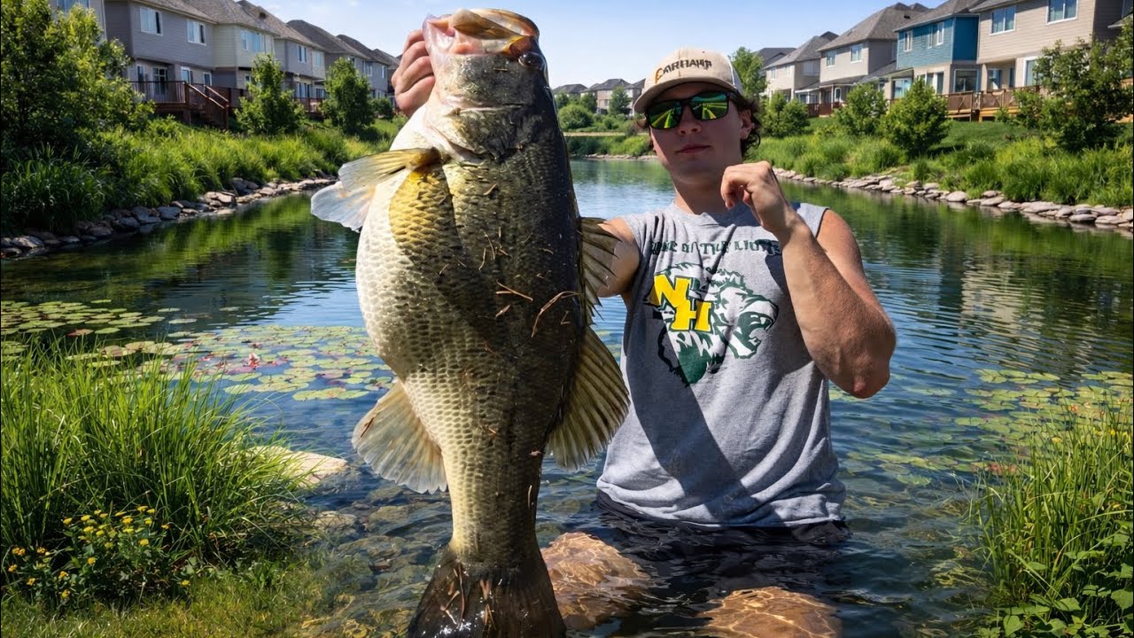 I Fished for 10lb Bass In Neighborhood Pond’s! (PB CAUGHT)