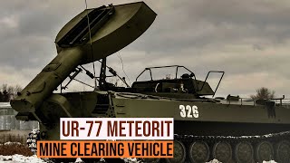 Rare Moment! Russian UR-77 Meteorit mine clearing vehicle fires a charge on Enemy positions