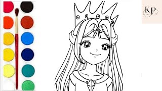 Beautiful princess drawing for children||drawing, colouring & painting for kids & toddlers.