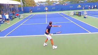 Roger Federer Training Court Level View - ATP Tennis Practice