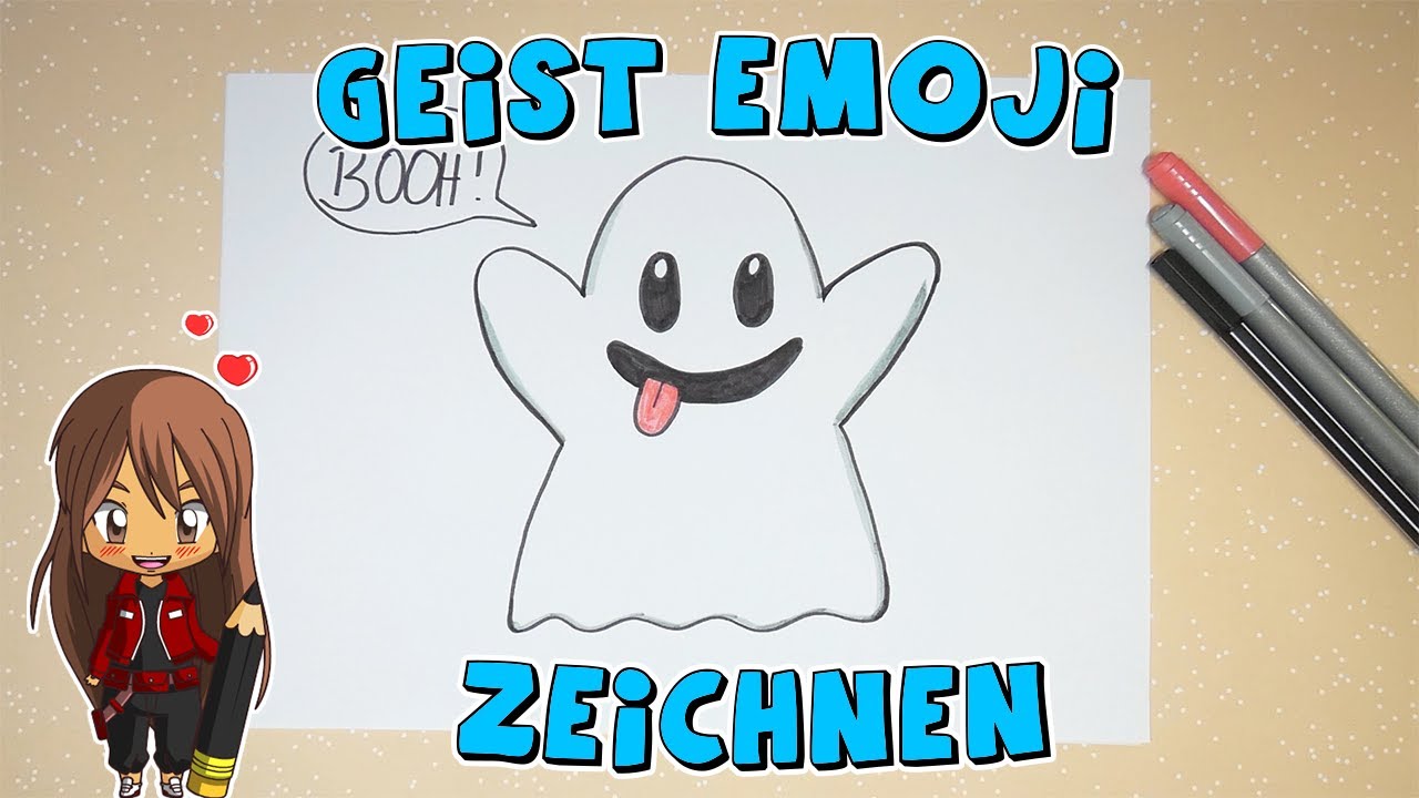 Geist Emoji einfach malen für Kinder | ab 5 Jahren | Malen mit Evi | deutsch
