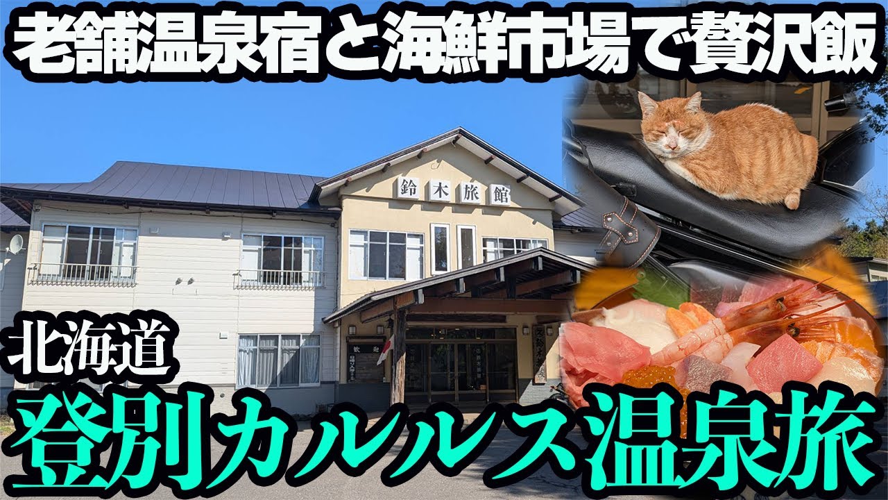 【登別カルルス温泉ひとり旅】猫に囲まれた歴史ある温泉宿に泊まり、スゴすぎる海鮮丼を堪能する1泊2日。
