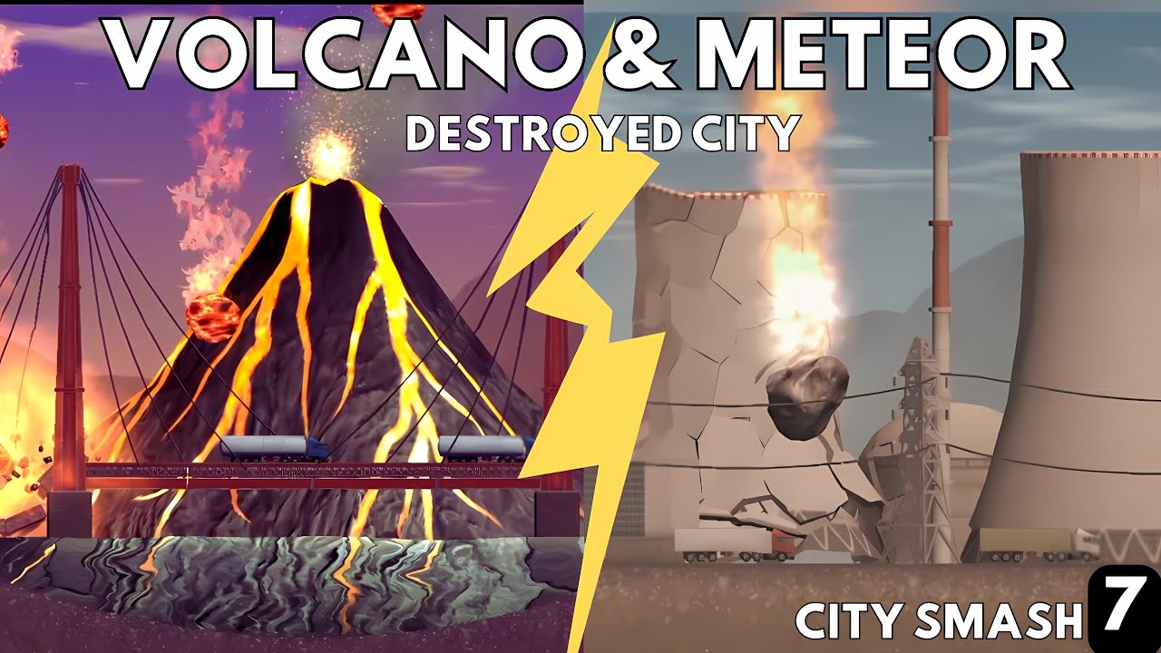 Volcano and Meteor destroy the city! EPIC CITY SMASH GAMEPLAY Walkthrough Part 7