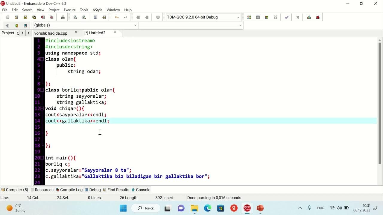 Vorislik sinflari yaratish 2-qism c++ darslari #c #javascript #java # ...
