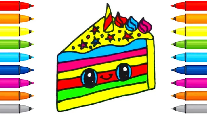 How to Draw a Unicorn Rainbow Cake Slice Easy Step by Step for Children