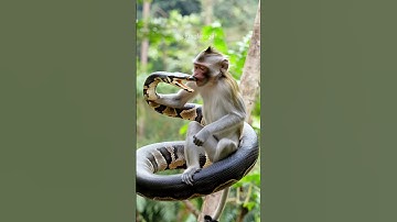 Monkey 🐒 vs Python 😱🔥💪 #trending #junglefight #shorts