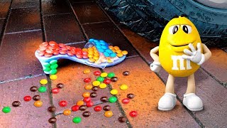EXPERIMENT#7: CAR vs M&M's slipper. Crushing Crunchy & Soft Things by Car! screenshot 5