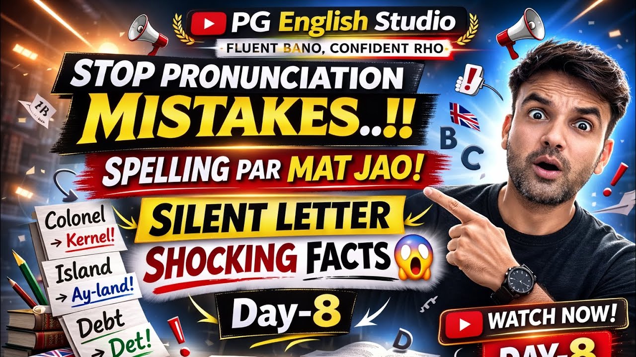 Silent Letters Shocking Facts 😱 | Stop Pronunciation Mistakes | Day-8 @PGEnglishStudio 
